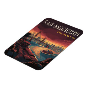 San Francisco Skyline mit Golden Gate Bridge Magnet