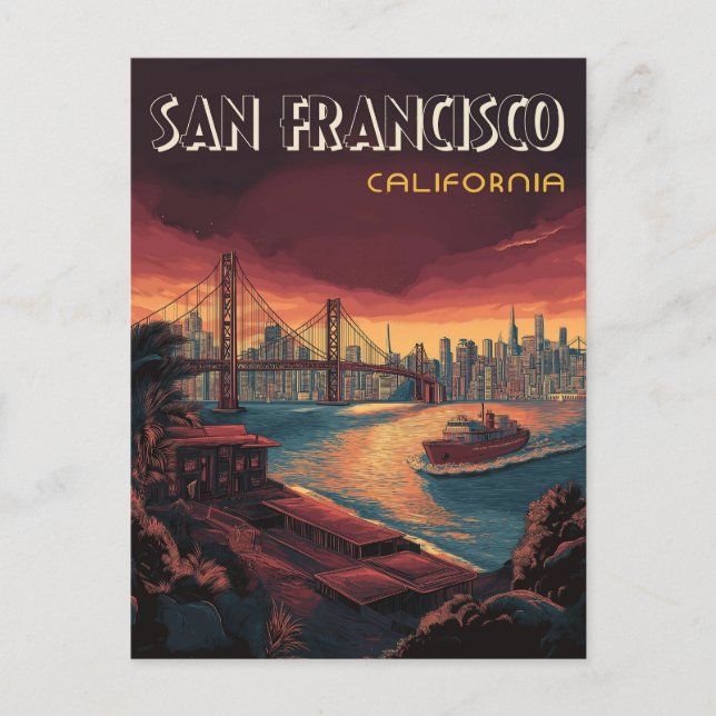 San Francisco Skyline mit Golden Gate Bridge Postkarte (Vorderseite)