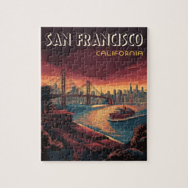 San Francisco Skyline mit Golden Gate Bridge Puzzle (Vertikal)