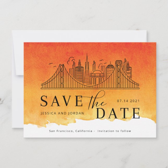 San Francisco Skyline Modern Save the Date (Vorderseite)