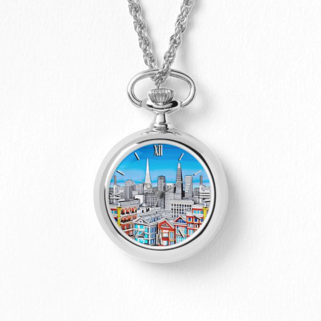 San Francisco Skyline Poster Art Armbanduhr (Vorderseite)
