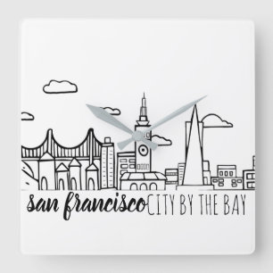 San Francisco Skyline Quadratische Wanduhr