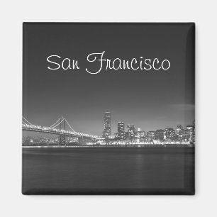 San Francisco Skyline-Schwarz-weißer Foto-Magnet Magnet