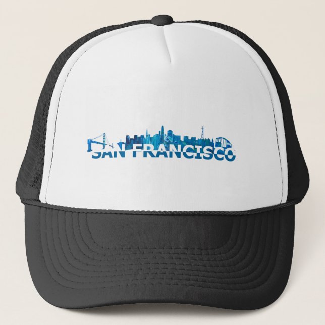 San Francisco Skyline Silhouette Riesenbrief Truckerkappe (Vorderseite)