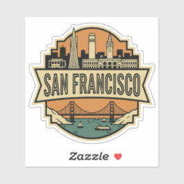 San Francisco Skyline Vintage Retro Travel Badge  Aufkleber