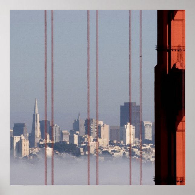San Francisco Skyline von der Golden Gate Bridge. Poster (Vorne)