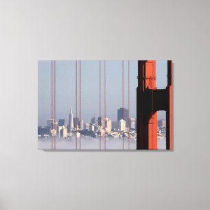 San Francisco Skyline von der Golden Gate-Brücke Leinwanddruck