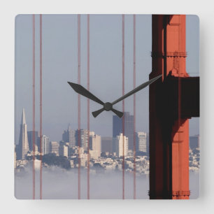 San Francisco Skyline von der Golden Gate-Brücke Quadratische Wanduhr