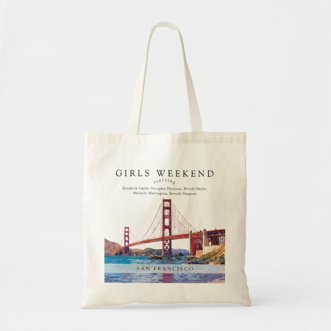 San Francisco Skyline Watercolor Girls Weekend Tragetasche (Vorne)