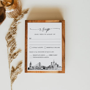 San Francisco Skyline Wedding RSVP Response Card Karte