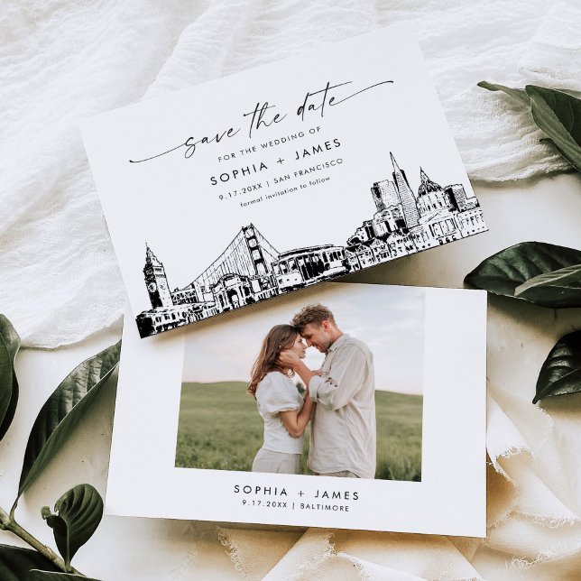 San Francisco Skyline Wedding Save the Date Card Einladung (Von Creator hochgeladen)