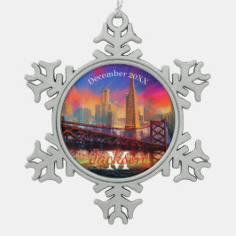 San Francisco Snowflake Pewter Weihnachtsschmuck Schneeflocken Zinn-Ornament