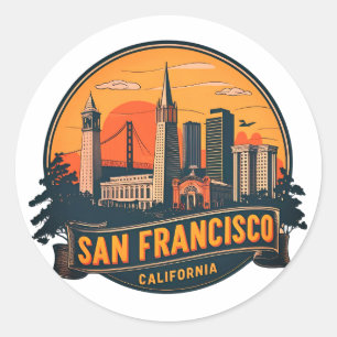 San Francisco Stadt Kalifornien USA Runder Aufkleber
