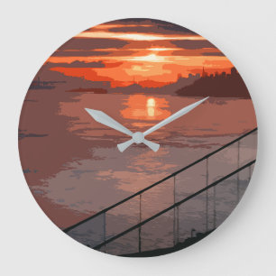 San Francisco Sunrise Retro Große Wanduhr