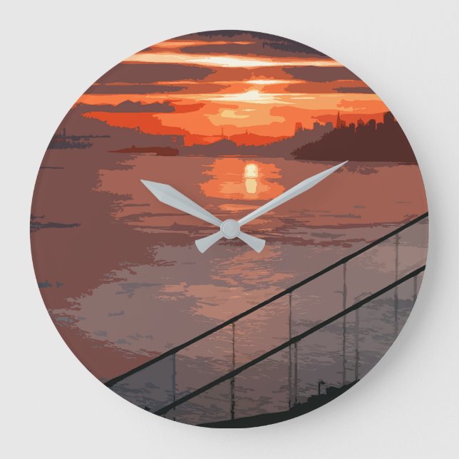 San Francisco Sunrise Retro Große Wanduhr (Vorderseite)