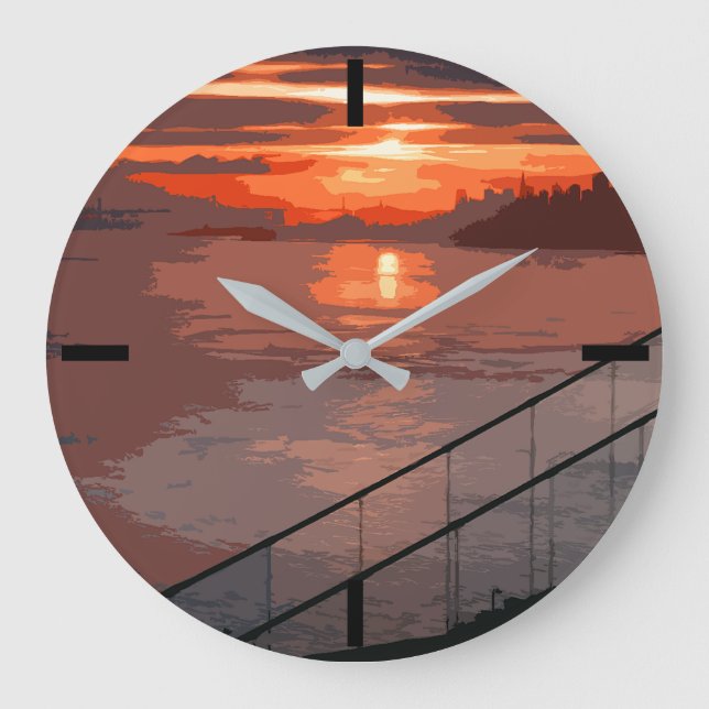 San Francisco Sunrise Retro Large Clock Große Wanduhr (Vorderseite)