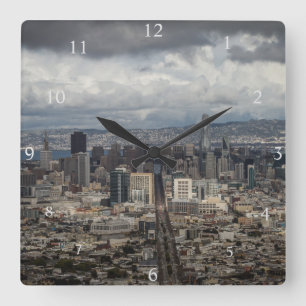 San Francisco Time Quadratische Wanduhr