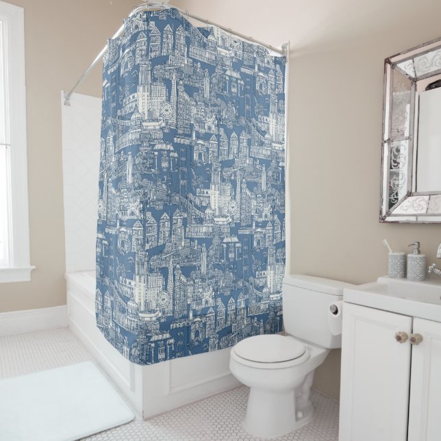 San Francisco Toile Kobalt-Denim Duschvorhang (Beispiel)