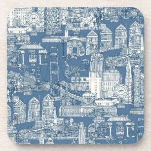 San Francisco Toile Kobalt-Denim Getränkeuntersetzer