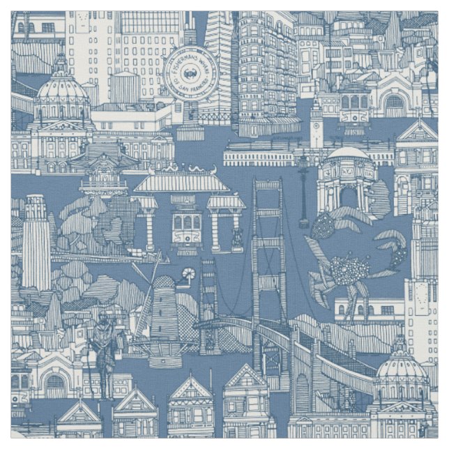 San Francisco Toile Kobalt-Denim Stoff (Muster)