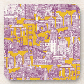 San Francisco Toile lila gelb Getränkeuntersetzer