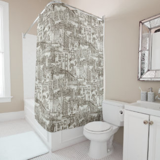 San Francisco Toile Teebraun Starkweiß Duschvorhang