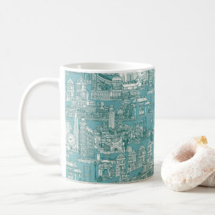 San Francisco Toile Viridian Türkisblau Kaffeetasse