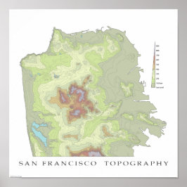 San Francisco Topo Karte - weiß - 12x12 Poster