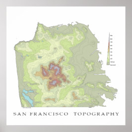 San Francisco Topo Karte - Weiß 24x24 Poster