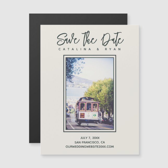 San Francisco Trolley Wedding Save the Date Magnet (Vorne/Hinten)