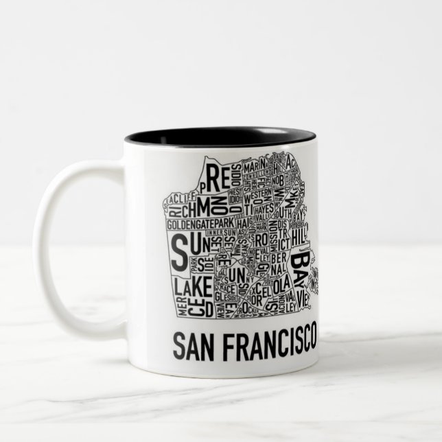 San Francisco Typo-Tasse Zweifarbige Tasse (Links)