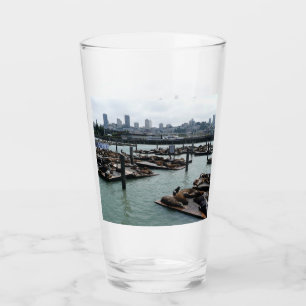 San Francisco und Pier 39 Sea Lions City Skyline Glas