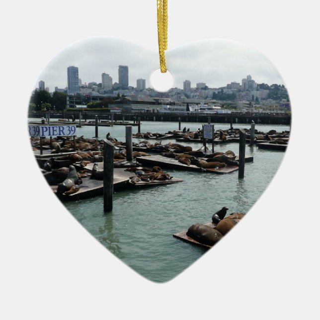 San Francisco und Pier 39 Sea Lions City Skyline Keramikornament (Vorne)
