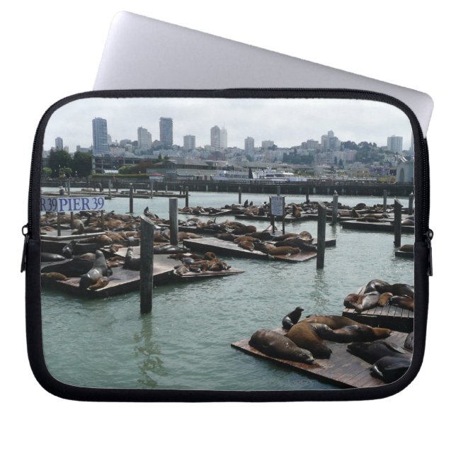San Francisco und Pier 39 Sea Lions City Skyline Laptopschutzhülle (Vorderseite)