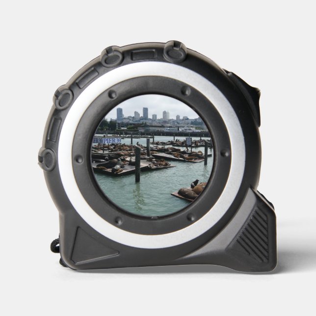 San Francisco und Pier 39 Sea Lions City Skyline Maßband (Vorderseite)