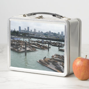San Francisco und Pier 39 Sea Lions City Skyline Metall Brotdose
