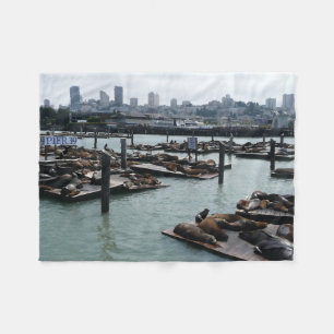 San Francisco und Pier 39 Seelöwen Stadt Skyline Fleecedecke