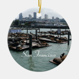 San Francisco und Pier 39 Seelöwen Stadt Skyline Keramikornament