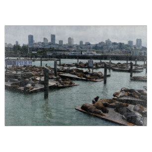 San Francisco und Pier 39 Seelöwen Stadt Skyline Schneidebrett