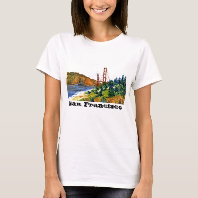 San Francisco und schöne Golden gate bridge T-Shirt (Vorderseite)