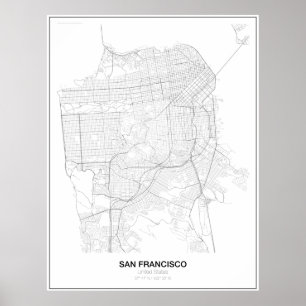 San Francisco, United Staaten Minimalistisch Map P Poster