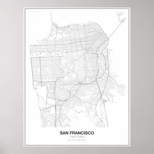 San Francisco, United Staaten Minimalistisch Map P Poster (Vorne)