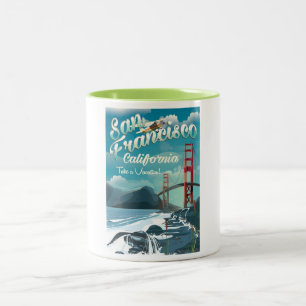 San Francisco Urlaub Reiseplakat Zweifarbige Tasse