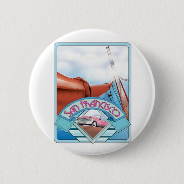 San Francisco, USA, Reiseposter Button (Vorderseite)