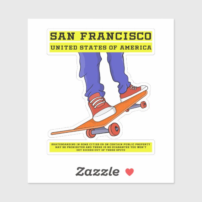 San Francisco, USA Skate Aufkleber (Blatt)