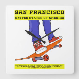 San Francisco, USA Skate Quadratische Wanduhr