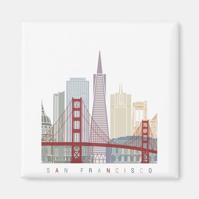 San Francisco v2 Skyline-Poster Magnet (Vorne)
