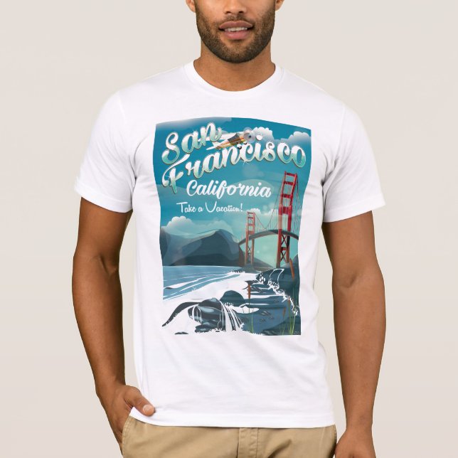 San Francisco Vacation Vintage Reiseplakat T-Shirt (Vorderseite)