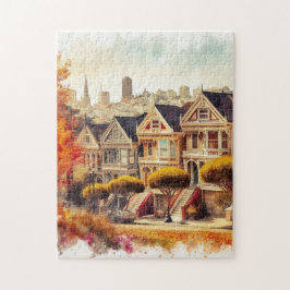 San Francisco Viktorianische Ruhenhäuser im Herbst Puzzle
