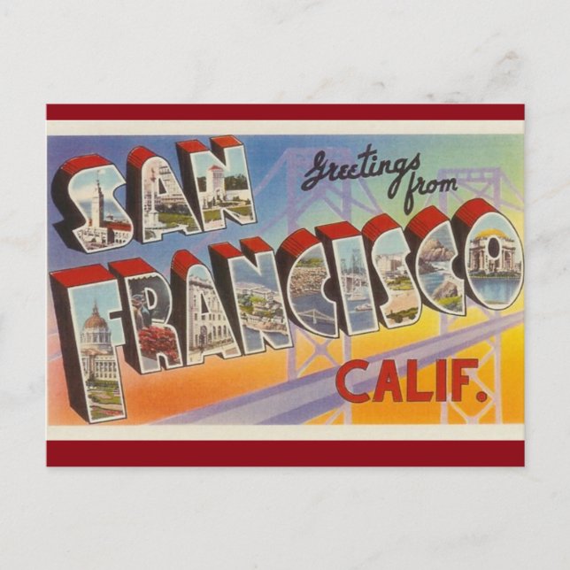 San Francisco Vintag Postcard Postkarte (Vorderseite)